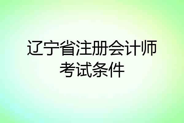 辽宁省注册会计师考试条件