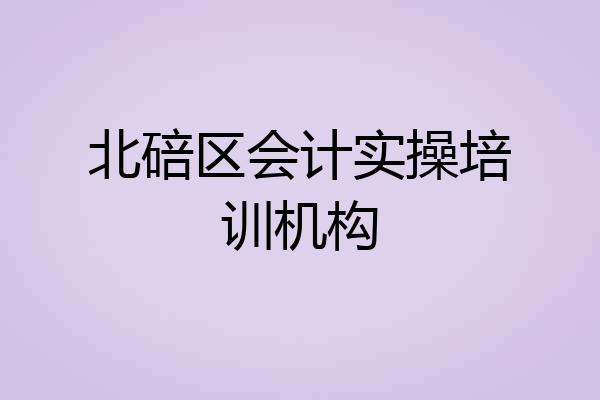 北碚区会计实操培训机构