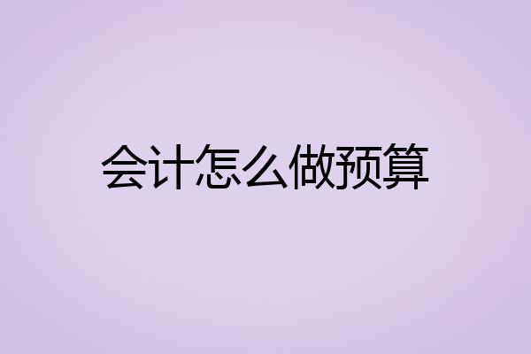 会计怎么做预算