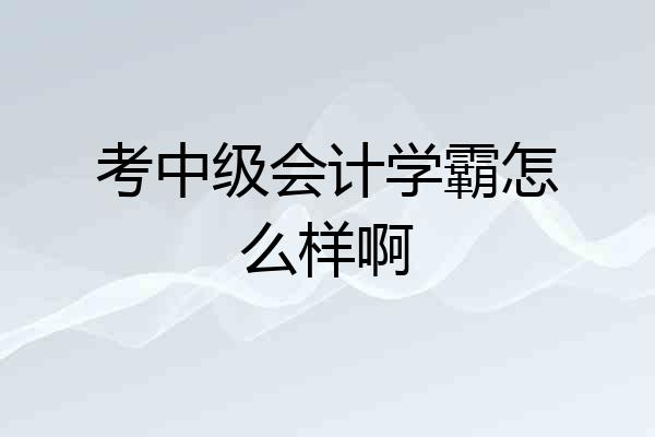 考中级会计学霸怎么样啊