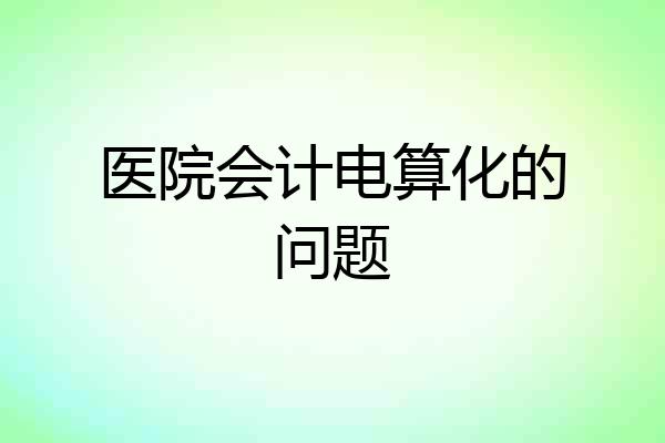 医院会计电算化的问题
