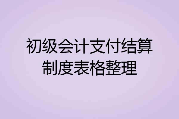 初级会计支付结算制度表格整理