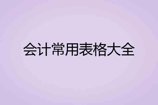 会计常用表格大全