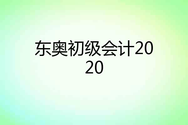 东奥初级会计2020