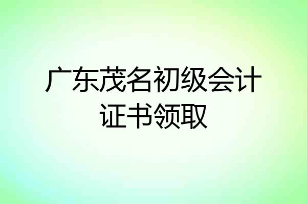 广东茂名初级会计证书领取