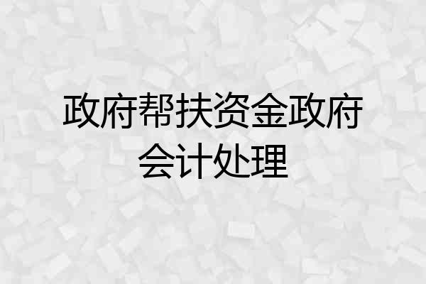 政府帮扶资金政府会计处理