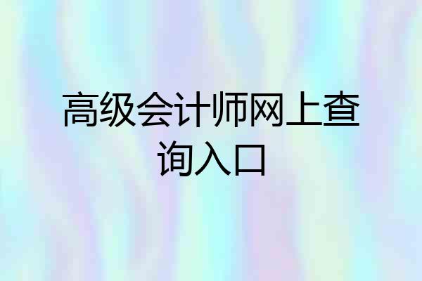 高级会计师网上查询入口
