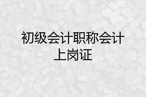 初级会计职称会计上岗证