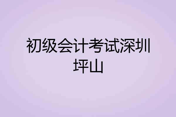 初级会计考试深圳坪山
