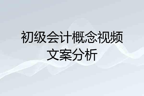 初级会计概念视频文案分析
