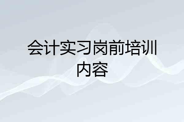 会计实习岗前培训内容