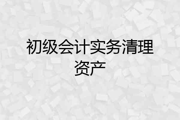 初级会计实务清理资产