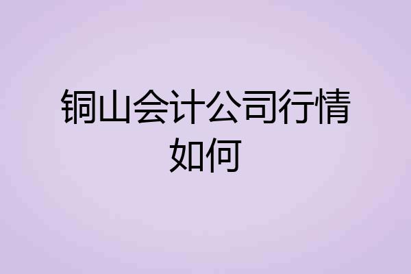 铜山会计公司行情如何