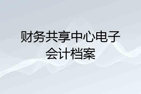 财务共享中心电子会计档案