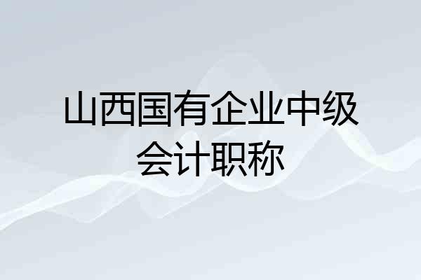 山西国有企业中级会计职称
