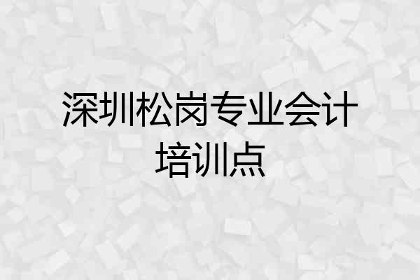 深圳松岗专业会计培训点