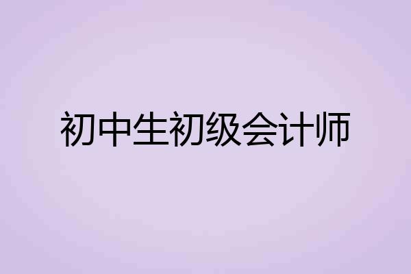 初中生初级会计师