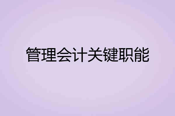 管理会计关键职能