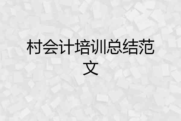 村会计培训总结范文