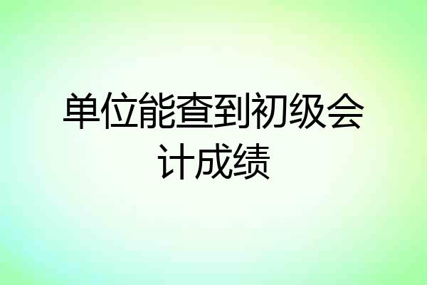 单位能查到初级会计成绩