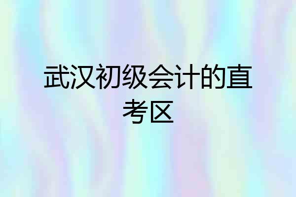 武汉初级会计的直考区
