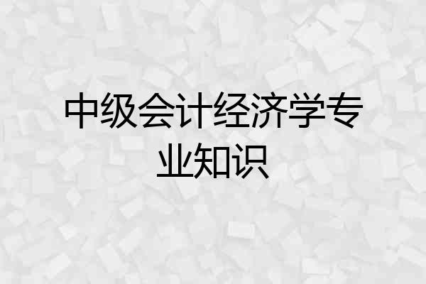 中级会计经济学专业知识