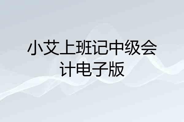 小艾上班记中级会计电子版