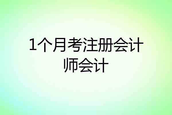 1个月考注册会计师会计