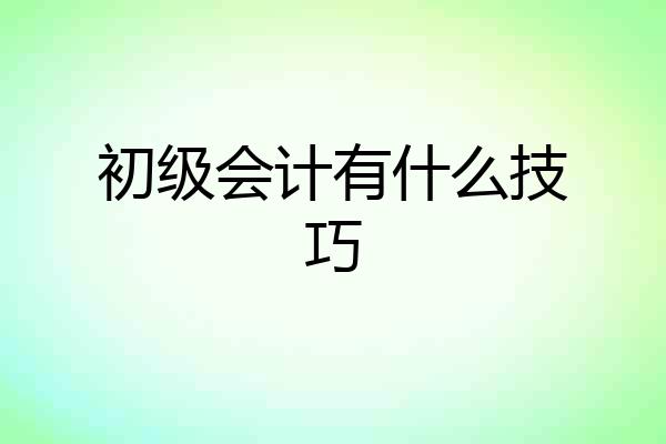 初级会计有什么技巧