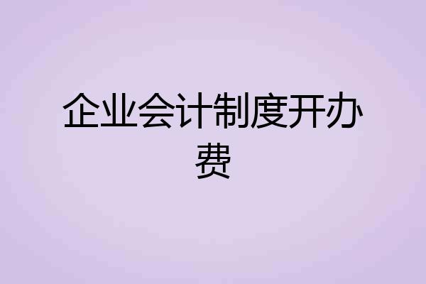 企业会计制度开办费