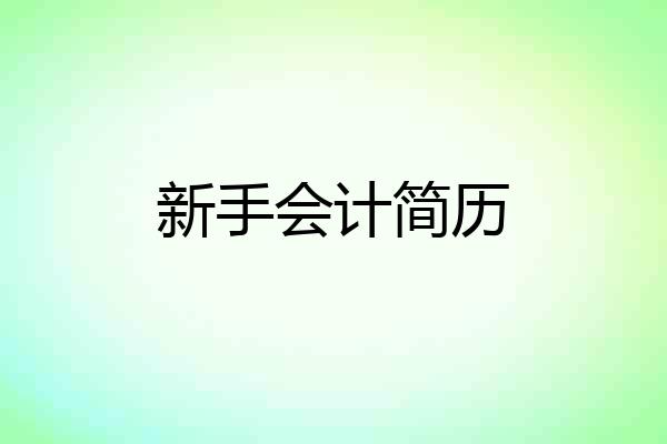 新手会计简历