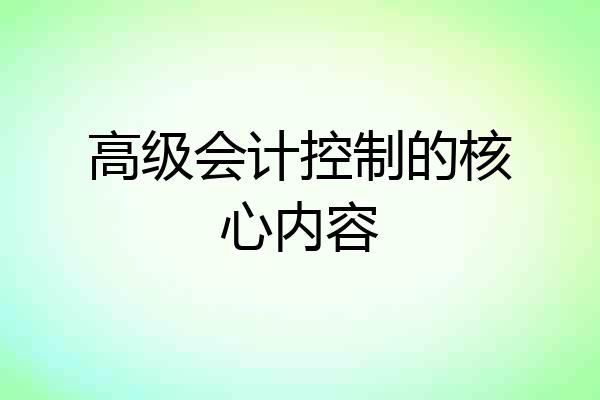 高级会计控制的核心内容