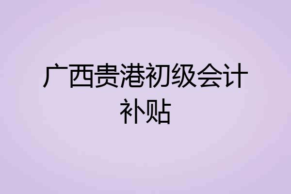 广西贵港初级会计补贴