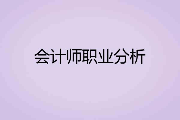 会计师职业分析