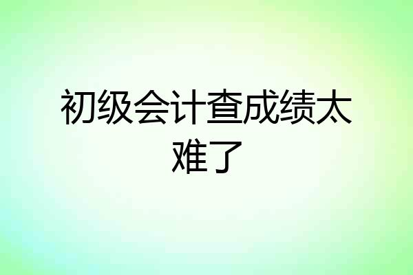 初级会计查成绩太难了