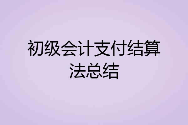 初级会计支付结算法总结