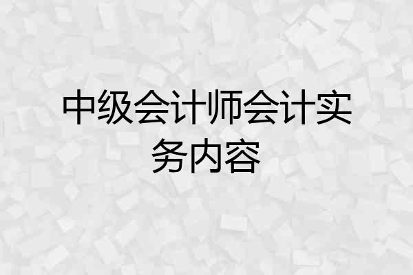 中级会计师会计实务内容