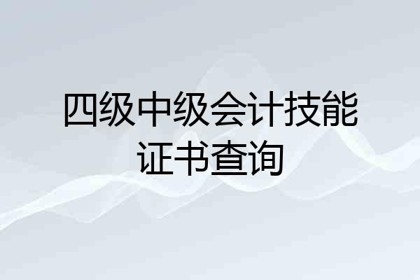 四级中级会计技能证书查询