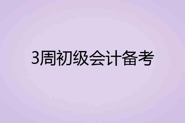 3周初级会计备考