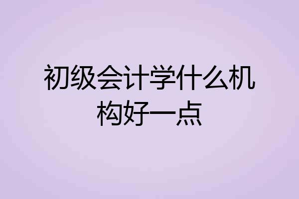 初级会计学什么机构好一点