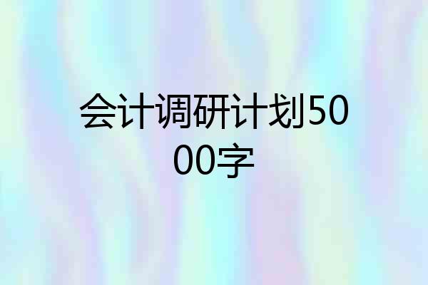 会计调研计划5000字