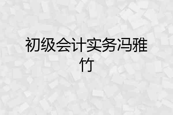 初级会计实务冯雅竹
