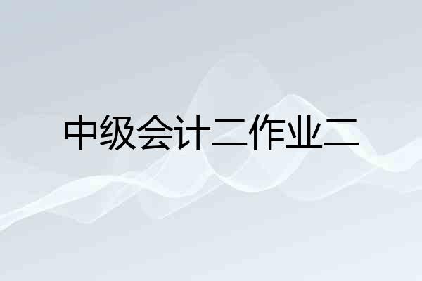 中级会计二作业二