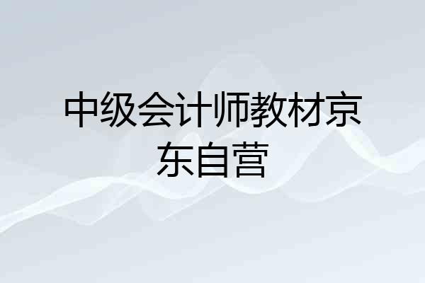 中级会计师教材京东自营
