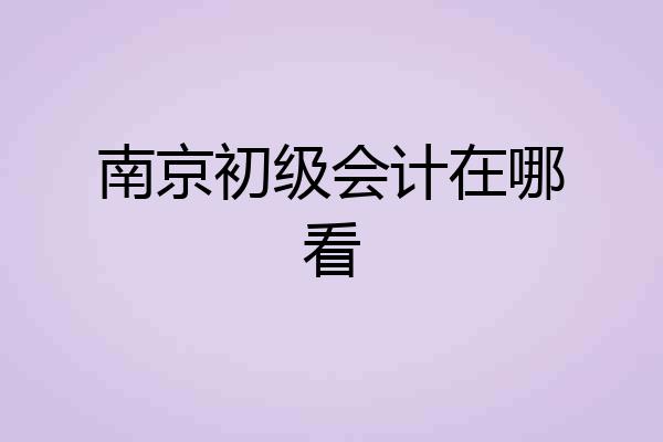 南京初级会计在哪看