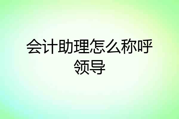 会计助理怎么称呼领导
