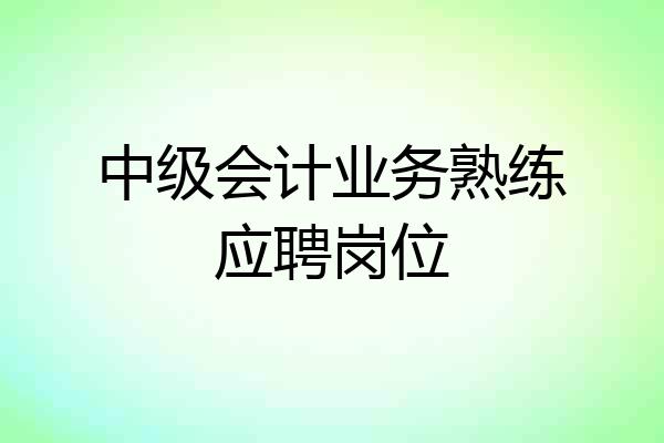 中级会计业务熟练应聘岗位