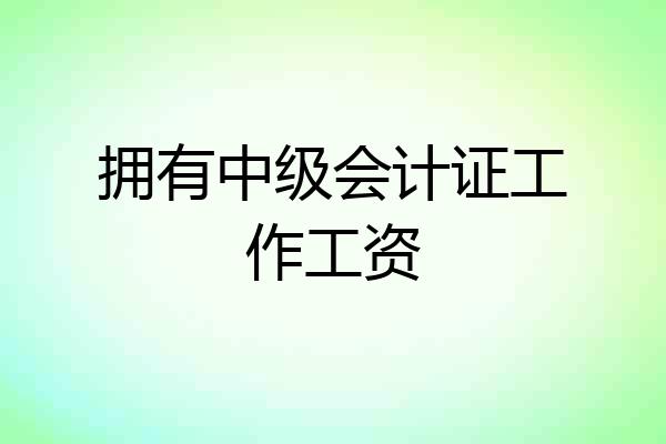 拥有中级会计证工作工资