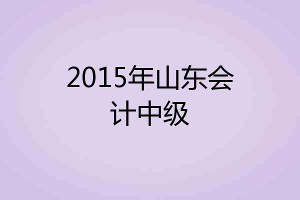 2015年山东会计中级