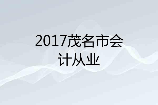 2017茂名市会计从业
